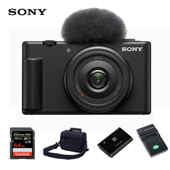 索尼（SONY）ZV-1F 数码相机 Vlog/4K视频/美肤拍摄/学生入门/超广角 ZV1F 黑色64G套装