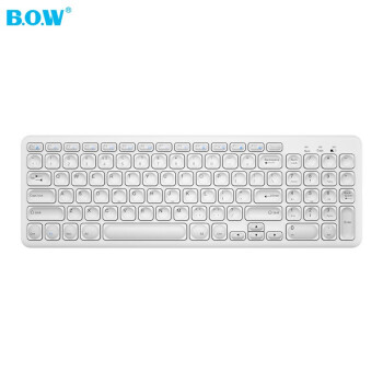 航世（BOW）HW256C 无线键盘 超薄便携巧克力键盘 防泼溅 笔记本台式办公通用键盘 外接USB数字键盘 白色