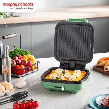 摩飞电器（Morphyrichards）电饼铛家用早餐机小型多功能煎烤锅轻食面包吐司压烤机 MR8600 清新绿 