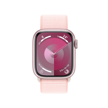 Apple/苹果 Watch Series 9 智能手表GPS+蜂窝款41毫米粉色铝金属表壳亮粉色回环式运动表带 MRJR3CH/A