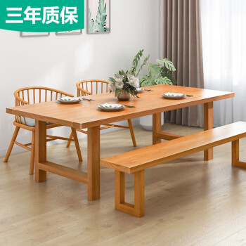 润亚日式全实木餐桌椅组合家用客厅餐厅大桌子原木长方形4人6人8人10