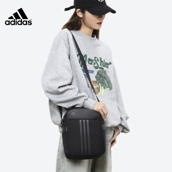 阿迪达斯 （adidas）单肩包斜挎包男休闲运动包背包男女简约潮流小肩包手机包 黑色