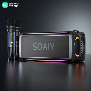 索爱（soaiy）SH05话筒音响套装家庭ktv音响家用手机电视k歌迷你点歌机一体机无线蓝牙麦克风音箱双麦 铁灰色