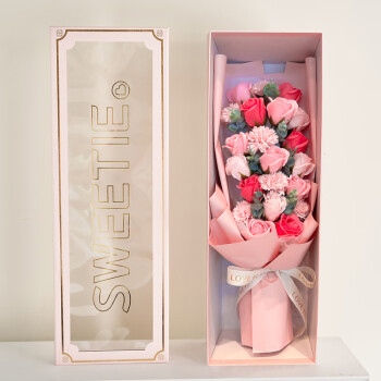初朵 21朵玫瑰花香皂康乃馨鲜同城配送母亲节520礼物纪念日送女友