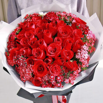 爱花居鲜花速递33朵红玫瑰生日礼物送女朋友全国同城配送|B57