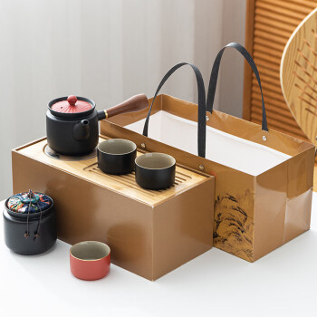 蒋莱（JANLA）榜眼堂茶具套装实用陶瓷侧把壶 黑红230ML 其他颜色联系客服