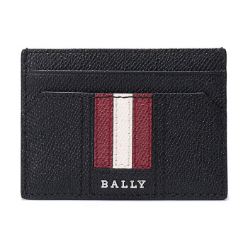 巴利（BALLY）男士皮质卡包卡夹黑色红白色条纹 THAR LT 10 6218031