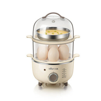 小熊（Bear）煮蛋器 家用蒸蛋器 旋钮可定时煮蛋羹机 高温断电保护迷你单双层蒸锅 ZDQ-B14R1