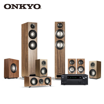 ONKYO安桥TX-NR6100功放机+尊宝S807家庭影院 7.1声道全景声音响家用客厅中置音箱环绕低音炮胡桃木色