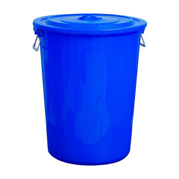 瓦图 WATU 蓝色大号加厚塑料水桶 带盖60L 食堂酒店工厂垃圾桶 大容量储水桶发酵胶桶 配一个水勺