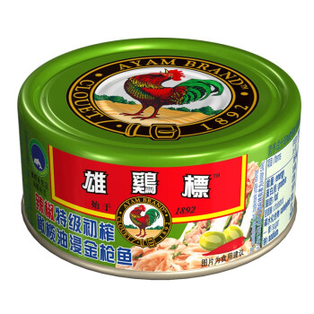 雄鸡标 （AYAM BRAND）泰国进口 辣椒特级初榨橄榄油浸金枪鱼罐头150g方便速食