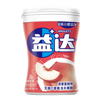 益达(Extra)木糖醇无糖口香糖瓶装40粒56g*6瓶 口香糖 清香蜜桃味