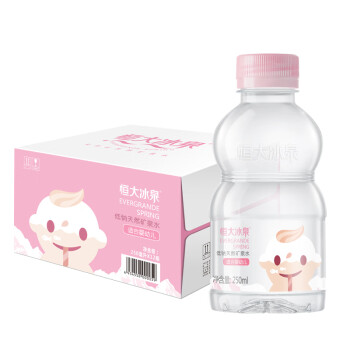 恒大冰泉天然矿泉水（适合婴幼儿）宝宝儿童饮用水 粉色 250ml*12瓶 