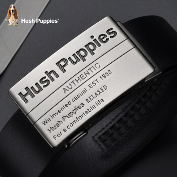 暇步士（Hush Puppies）皮带男士简约商务个性自动扣腰带真皮通勤裤腰带 黑色 120cm