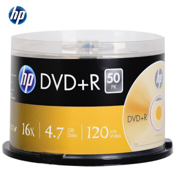 惠普（HP）光盘/刻录盘 DVD+R 空白光盘 16速4.7GB 桶装50片 台产