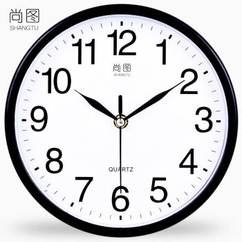 钟表挂钟客厅现代简约大气家用石英钟创意静音圆形电子表时钟挂表黑框