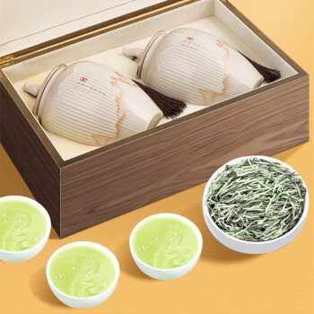 伢茶婆毛尖茶250g*2罐新茶明前绿茶 陶瓷罐茶叶礼盒装手提袋
