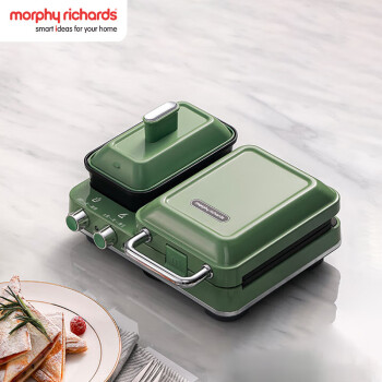 摩飞电器（Morphyrichards）早餐机 多功能轻食机 家用面包煎烤机电饼铛三明治机华夫饼机 MR9086 薄荷绿