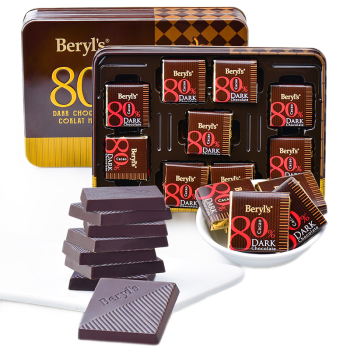马来西亚进口 倍乐思（Beryl's）80%可可黑巧克力礼盒 送女友生日母亲节520礼物108g