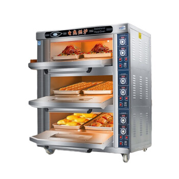 苏勒 电烤箱商用一层两盘烘焙面包披萨蛋糕电烤炉大容量单层烘炉 燃气仪表款 三层九盘