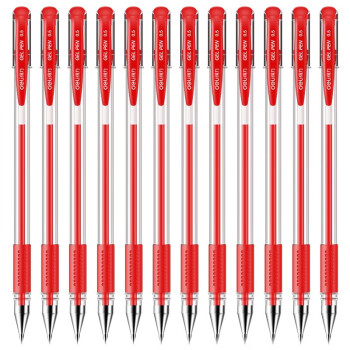 得力经典办公子弹头中性笔 6600ES/0.5mm签字笔 红色 12支/盒