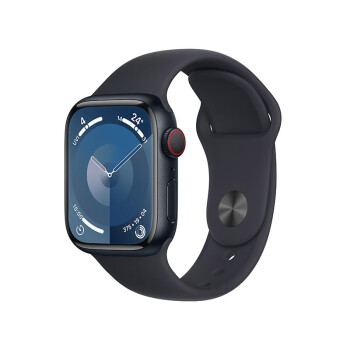 Apple Watch Series 9 苹果运动健康手表【S9】午夜色 M/L运动表带 GPS＋蜂窝款45毫米 男女通用情侣款 