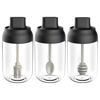 维艾（Newair）玻璃调料瓶盐罐密封调味瓶调料罐厨房家用勺盖一体调料瓶