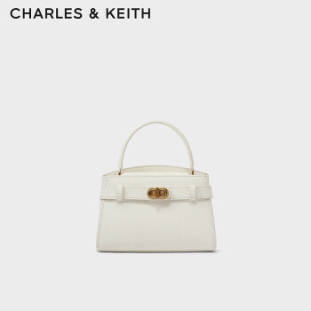 CHARLES&KEITH质感金属扣凯莉包手提包单肩包包女包生日礼物CK2-50270880 Cream奶白色 S