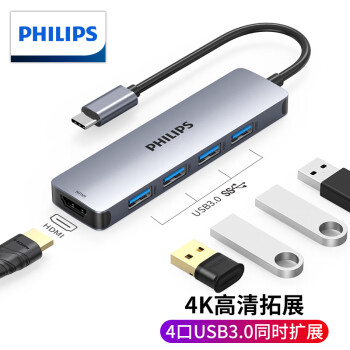 飞利浦（PHILIPS）Type-C扩展坞USB-C转HDMI适用苹果MacBook华为手机拓展坞