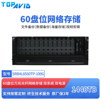 TOPAVID SRB4L8560TP 60盘100G 标配1440TB企业级存储容量 万兆光纤磁盘阵列 影视制作万兆网络存储
