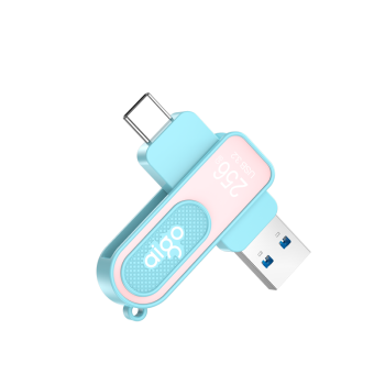 爱国者（aigo）256GB Type-C USB3.2青春款U盘 U352 读速220MB/s 双接口手机电脑两用优盘碧波青 桃夭粉色