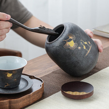 苏氏陶瓷（SUSHI CERAMICS）大号茶叶罐 日式铁锈釉大容量陶瓷密封罐红茶罐