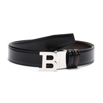 巴利BALLY男士双面腰带黑色巧克力色 B BUCKLE 35 M 290 6193208 110