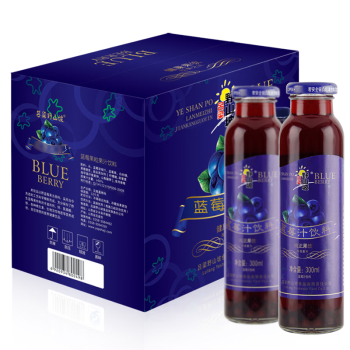 吕梁野山坡 蓝莓汁 果汁饮料 300ml*12瓶 整箱礼盒
