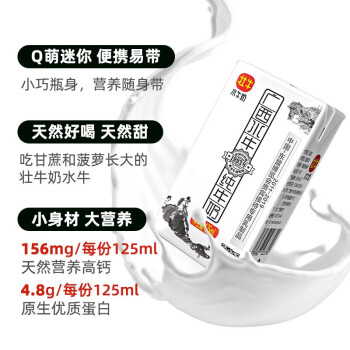 壮牛（ZhuangNiu）纯牛奶 广西水牛奶 原生高钙 整箱儿童成人早餐奶125ml*16盒