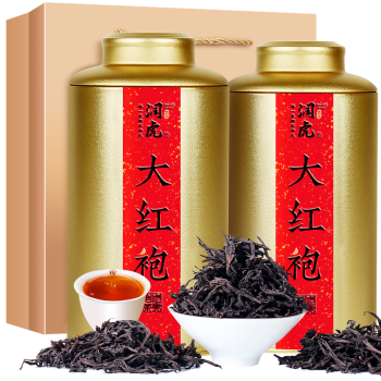 润虎 大红袍茶叶礼盒装320g(160g*2罐)武夷岩茶肉桂散装罐装聚茶