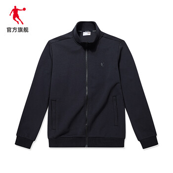 乔丹旗舰运动外套男2021冬季跑步茄克针织上衣黑色运动服男子夹克外衣