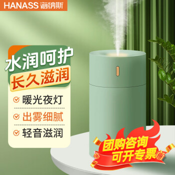 海纳斯（HANASS）加湿器 卧室迷你家用办公室桌面车载轻音上加水小型usb插电便携加湿空调伴侣 HM-101