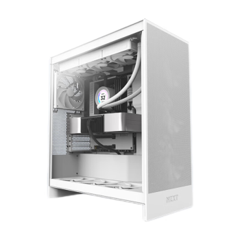 NZXT 全新H7 FLOW 台式电脑机箱白色 ATX中塔电脑主机箱台式侧透明DIY电竞水冷游戏机箱