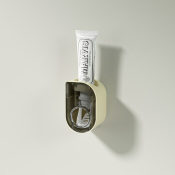 畅宝森奶油风牙刷置物架免打孔壁挂式牙膏牙杯架子奶油白挤牙膏器3件起售 BD05