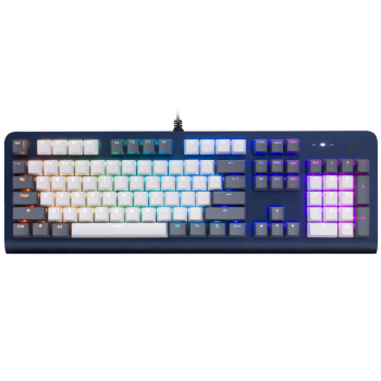 迪摩（DEARMO）F31机械键盘有线键盘游戏键盘104键RGB背光键盘吃鸡键盘电脑键盘 宝石蓝 红轴