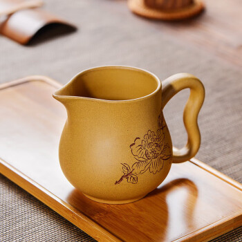 尊壶紫砂公道杯茶海分茶器茶具配件段泥手绘牡丹公杯