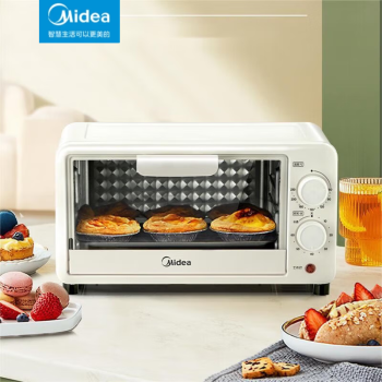 美的（Midea）电烤箱迷你容量10L极简操作60-230℃宽幅调温上下加热金属烤管 PT10X1