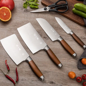 张小泉菜刀厨房刀具套装六件套家用厨具套装切片刀切菜刀剪刀带磨刀器