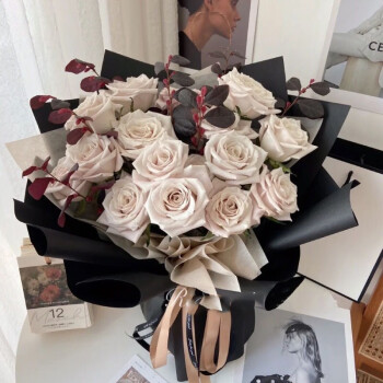 岚黛 520鲜花同城配送19朵曼塔玫瑰韩式花束生日礼物纪念求婚送女友老婆