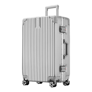 梵地亚行李箱男铝框万向轮拉杆箱大容量24英寸旅行箱密码箱女皮箱子银