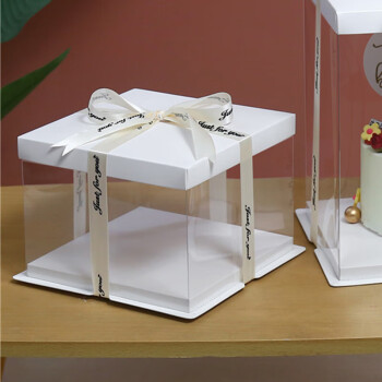 琶贝 节日蛋糕打包盒单层透明生日蛋糕盒8寸烘焙包装盒 30个起售