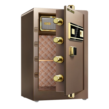 黑石 保险柜小型指纹密码办公保险箱保管柜 咖金色60cm