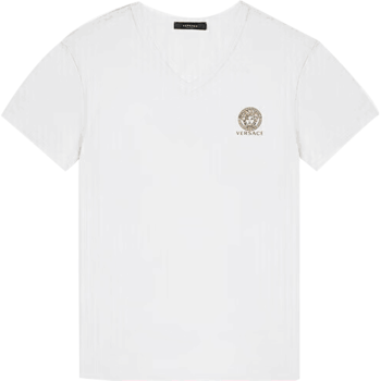 范思哲（VERSACE）23春夏奢侈品男装美杜莎V领修身T恤白色【V领】8
