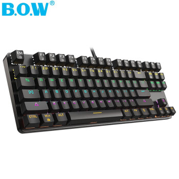 航世（BOW）G19 有线机械键盘 热插拔机械键盘 电脑办公键盘 电竞游戏键盘 87键混光键盘  茶轴 黑色